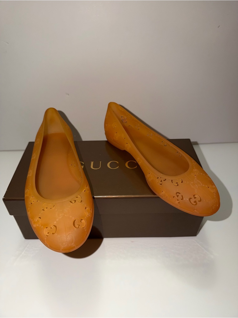 Gucci yellow/orange jelly ballet flats size 7 - Picture 2 of 8